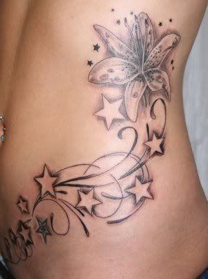 flower star tattoo. Star tattoos can represent a