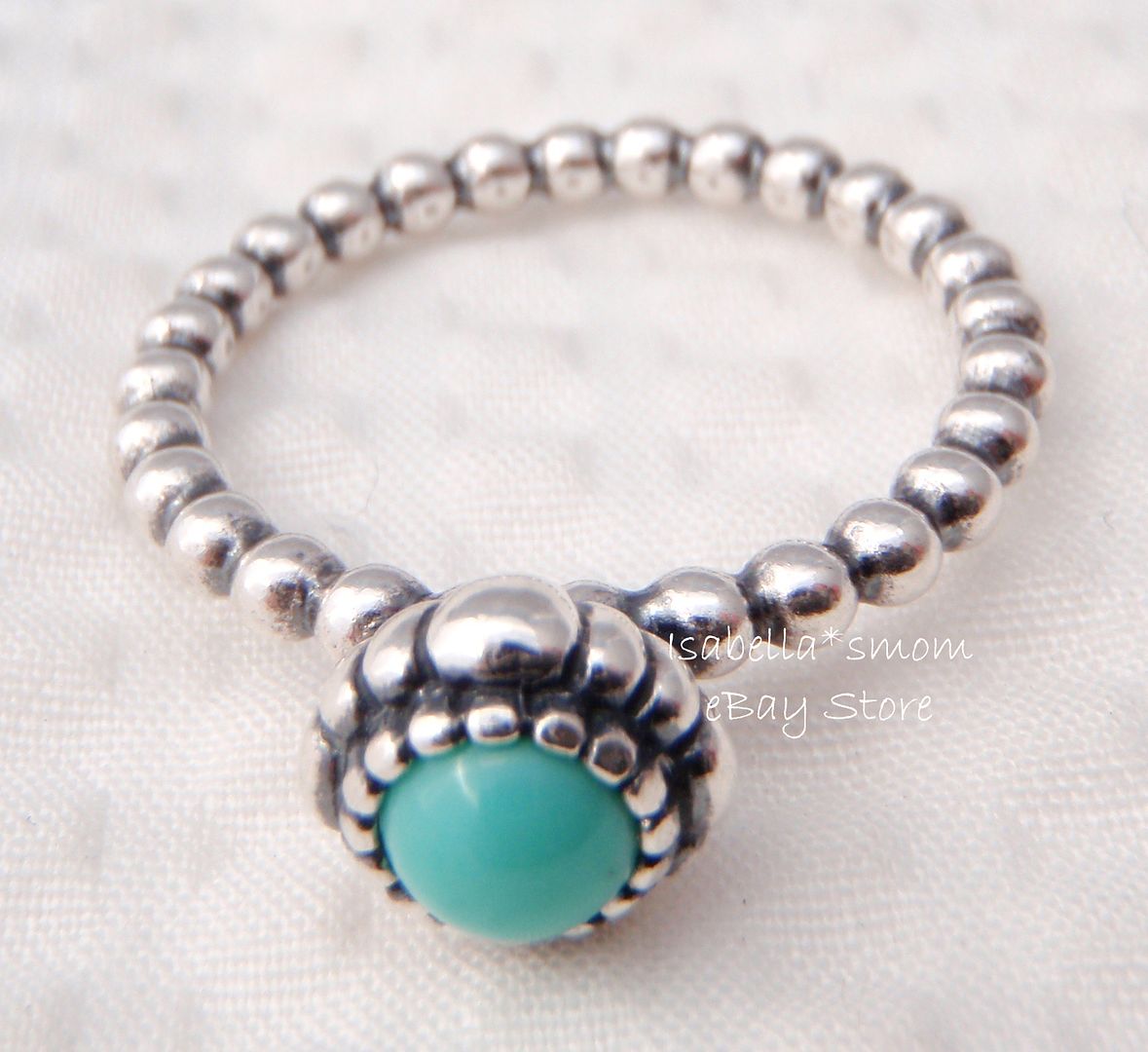 DECEMBER BIRTHDAY BLOOM Authentic PANDORA Silver/TURQUOISE Stone RING 8