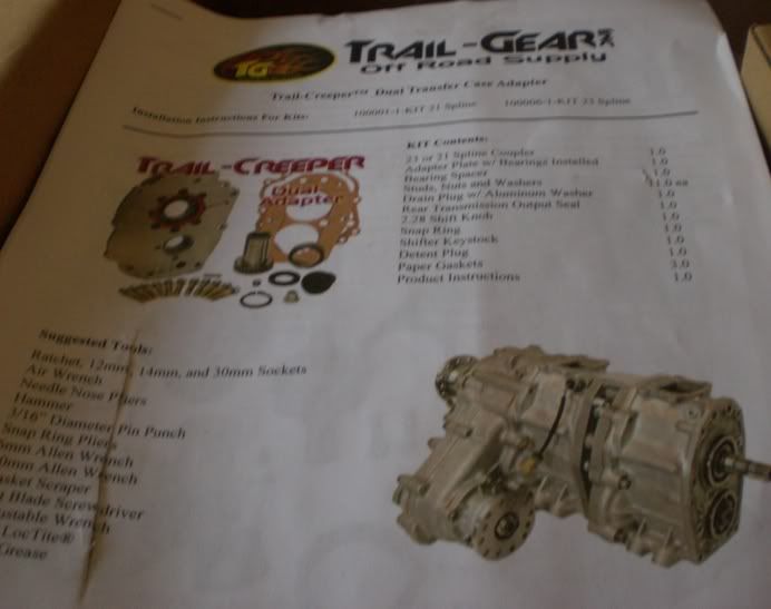 Toyota top shift transfer case with new in box trail gear doubler