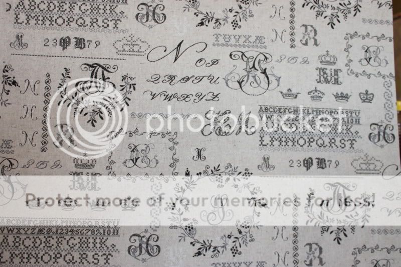 Maison de Cosmo 40025 100 Black French Script on a Linen Fabric  