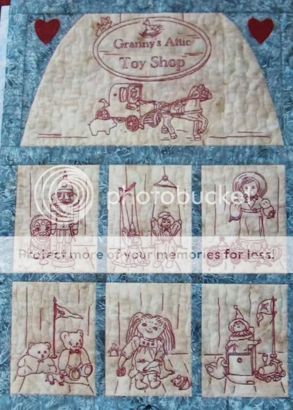 Grannys Attic Toy Shop Redwork Quilt Pattern  