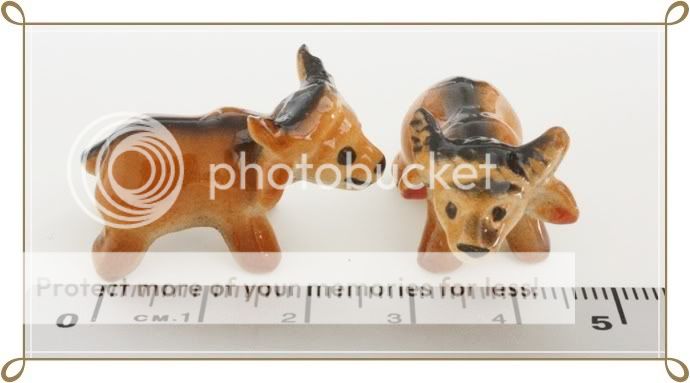Dollhouse Figurine Animal Ceramic 2 miniature Buffalo  